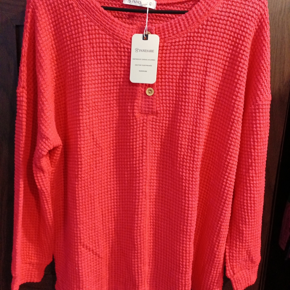 WOMENS WAFFLE KNIT SWEATER